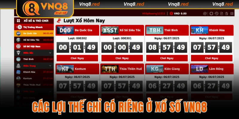 Các lợi thế chỉ có riêng ở xổ số VNQ8