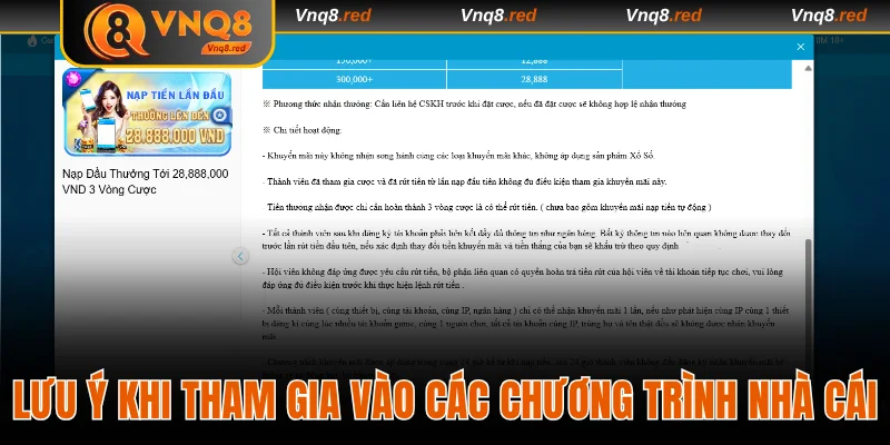 Lưu ý khi tham gia vào các chương trình nhà cái